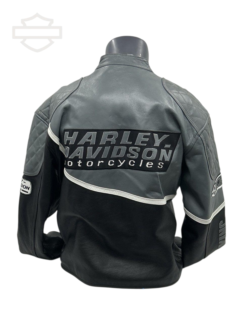 Harley-Davidson Road King Black and Gray Leather Riding Jacket - Picture 3 of 15